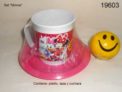 Imagen de TAZA CON PLATO Y CUCHARA  MINNIE 2.25